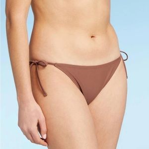 Brown side tied bikini bottoms